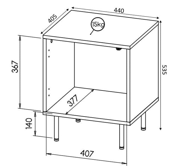 Halmar Set di 2 comodini con 1 anta Hole Bianco