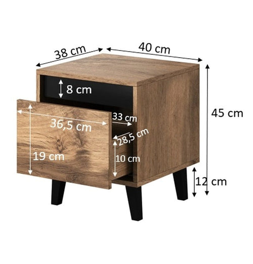 Halmar Set di 2 comodini con 1 cassetto Nord Quercia