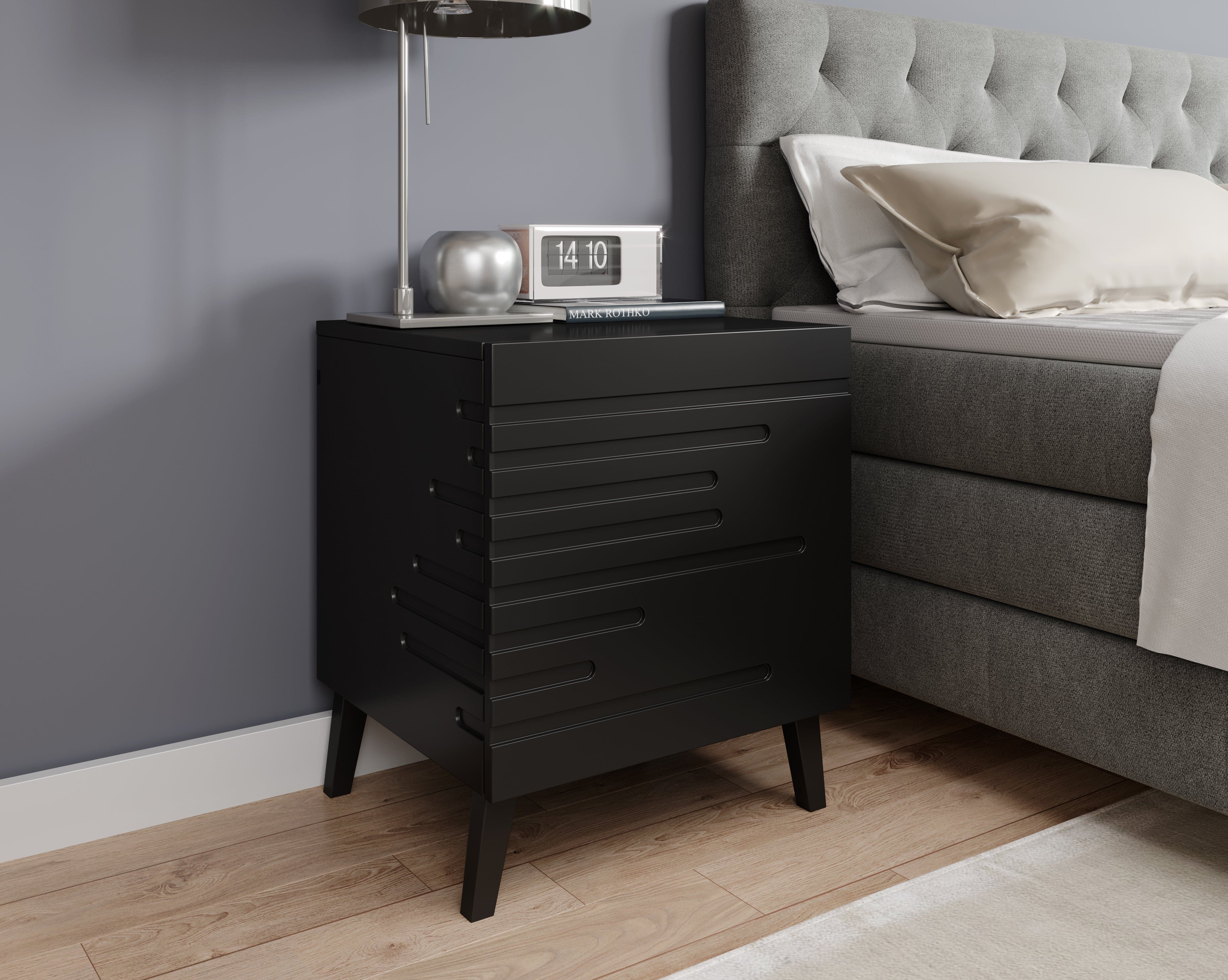 Halmar Set di 2 comodini con 1 cassetto Nova Nero