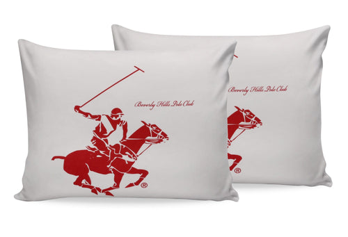 Set di 2 federe per cuscini in cotone Beverly Hills Polo Club BHPC 004 Bianco, 50 x 70 cm