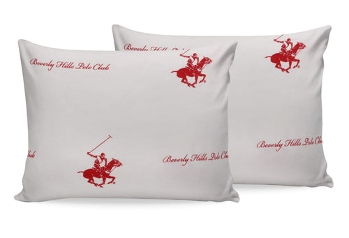 Set di 2 federe per cuscini in cotone Beverly Hills Polo Club BHPC 004 Bianco, 50 x 70 cm (1)