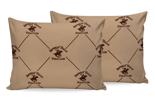 Set di 2 federe per cuscini in cotone Beverly Hills Polo Club BHPC 006 Beige, 50 x 70 cm