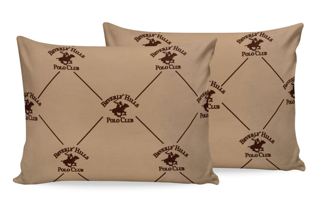 Set di 2 federe per cuscini in cotone Beverly Hills Polo Club BHPC 006 Beige, 50 x 70 cm