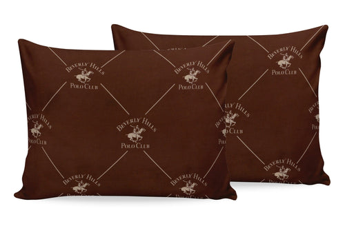 Set di 2 federe per cuscini in cotone Beverly Hills Polo Club BHPC 006 Marrone, 50 x 70 cm