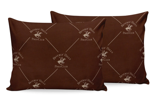 Set di 2 federe per cuscini in cotone Beverly Hills Polo Club BHPC 006 Marrone, 50 x 70 cm