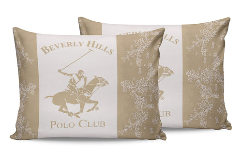 Set di 2 federe per cuscini in cotone Beverly Hills Polo Club BHPC 013 Crema, 50 x 70 cm