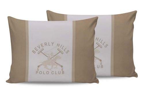 Set di 2 federe per cuscini in cotone Beverly Hills Polo Club BHPC 024 Crema, 50 x 70 cm