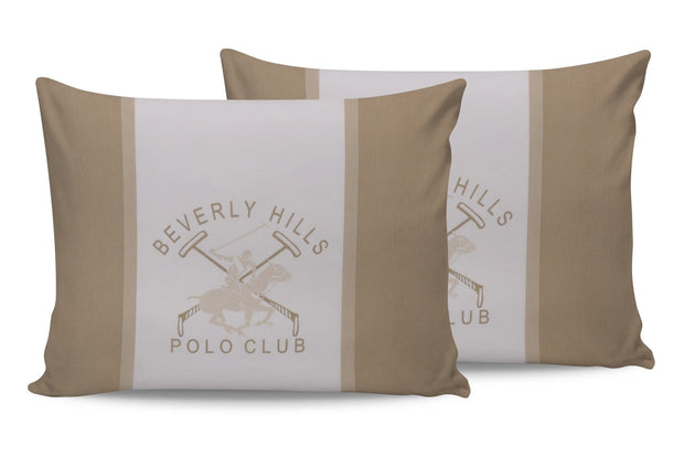 Set di 2 federe per cuscini in cotone Beverly Hills Polo Club BHPC 024 Crema, 50 x 70 cm