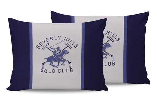 Set di 2 federe per cuscini in cotone Beverly Hills Polo Club BHPC 029 Blu, 50 x 70 cm