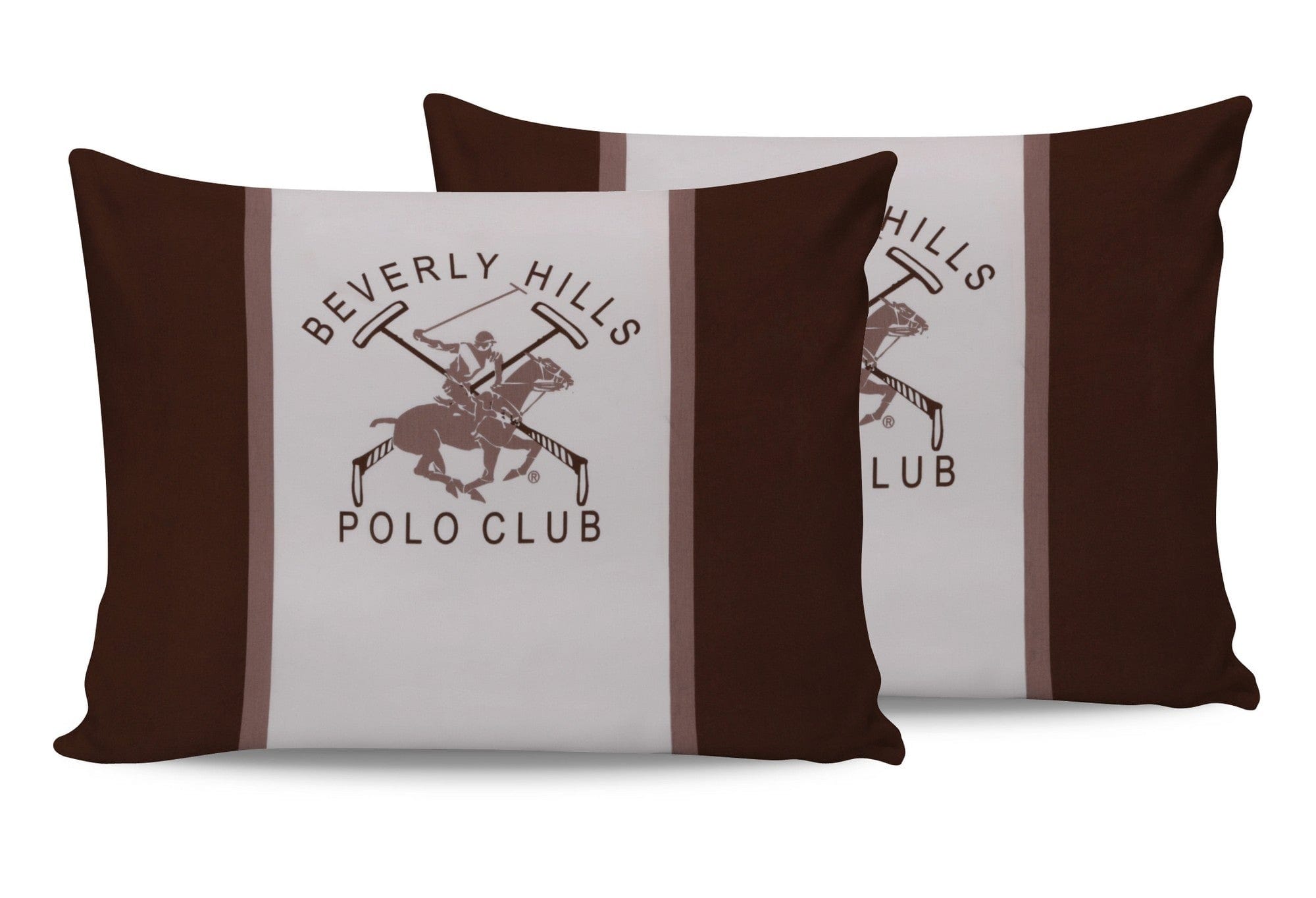 Set di 2 federe per cuscini in cotone Beverly Hills Polo Club BHPC 029 Marrone, 50 x 70 cm