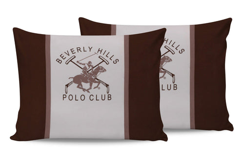 Set di 2 federe per cuscini in cotone Beverly Hills Polo Club BHPC 029 Marrone, 50 x 70 cm