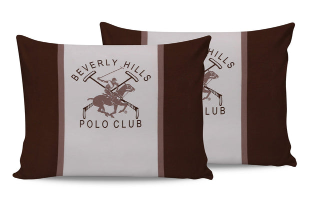 Set di 2 federe per cuscini in cotone Beverly Hills Polo Club BHPC 029 Marrone, 50 x 70 cm