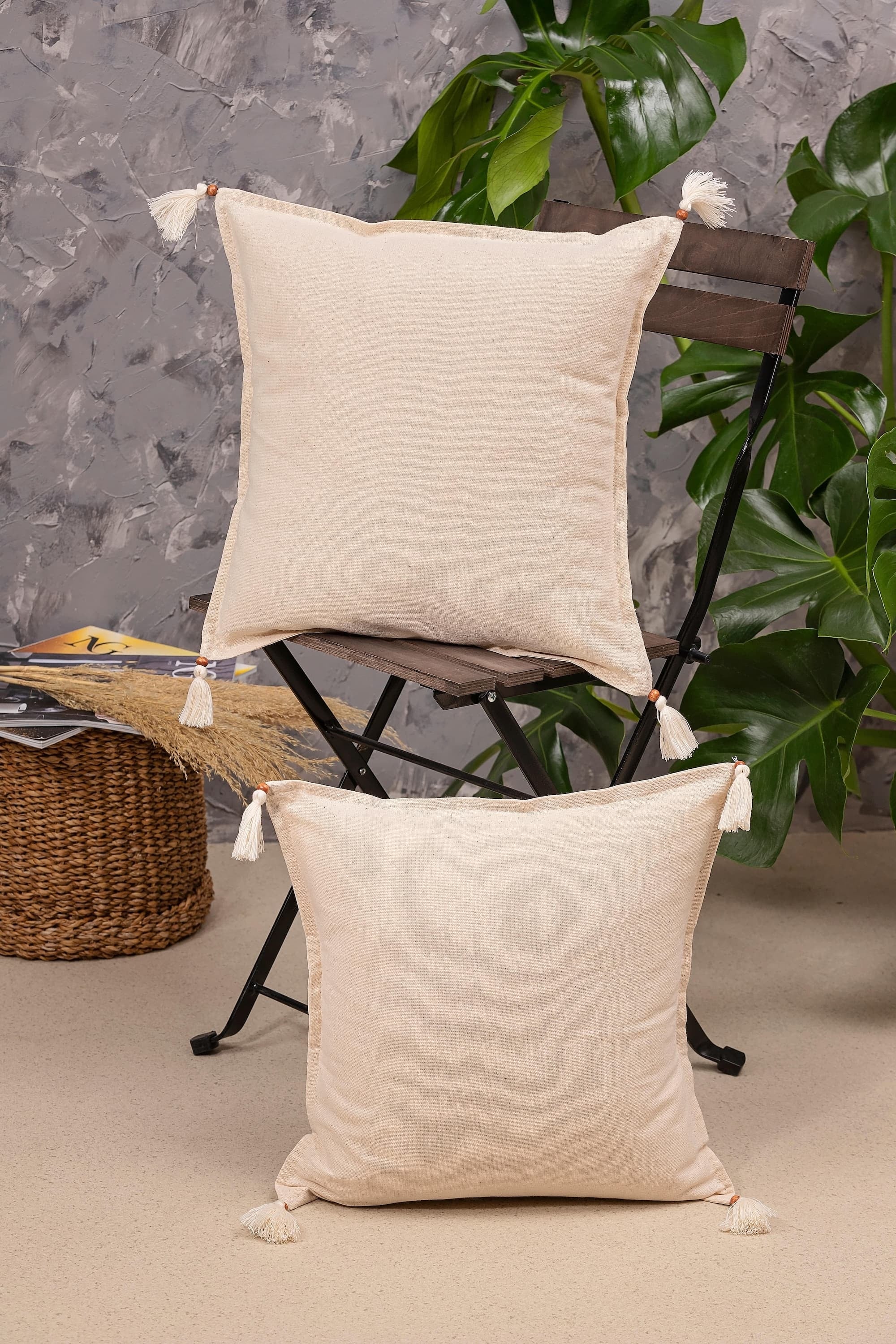 Set di 2 federe per cuscini in cotone e lino Keten Linen Beige, 43 x 43 cm