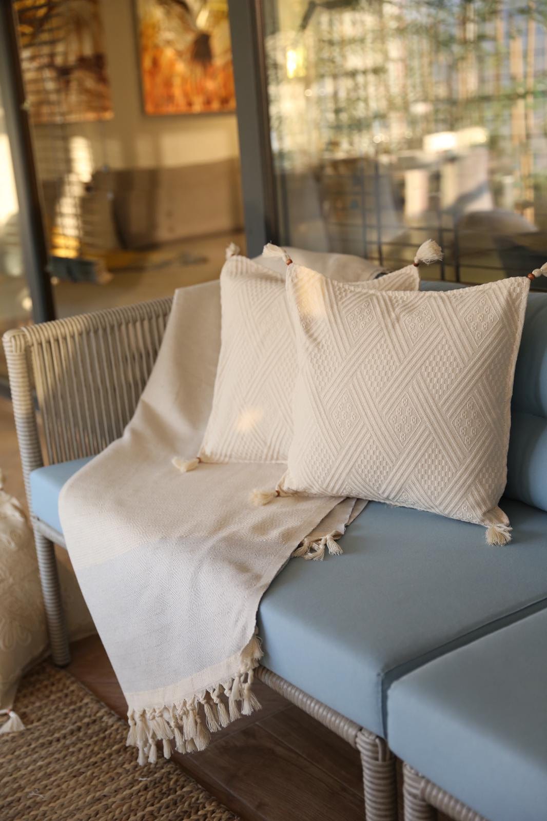 Set di 2 federe per cuscini in cotone Kilifi Beige, 44 x 44 cm (1)
