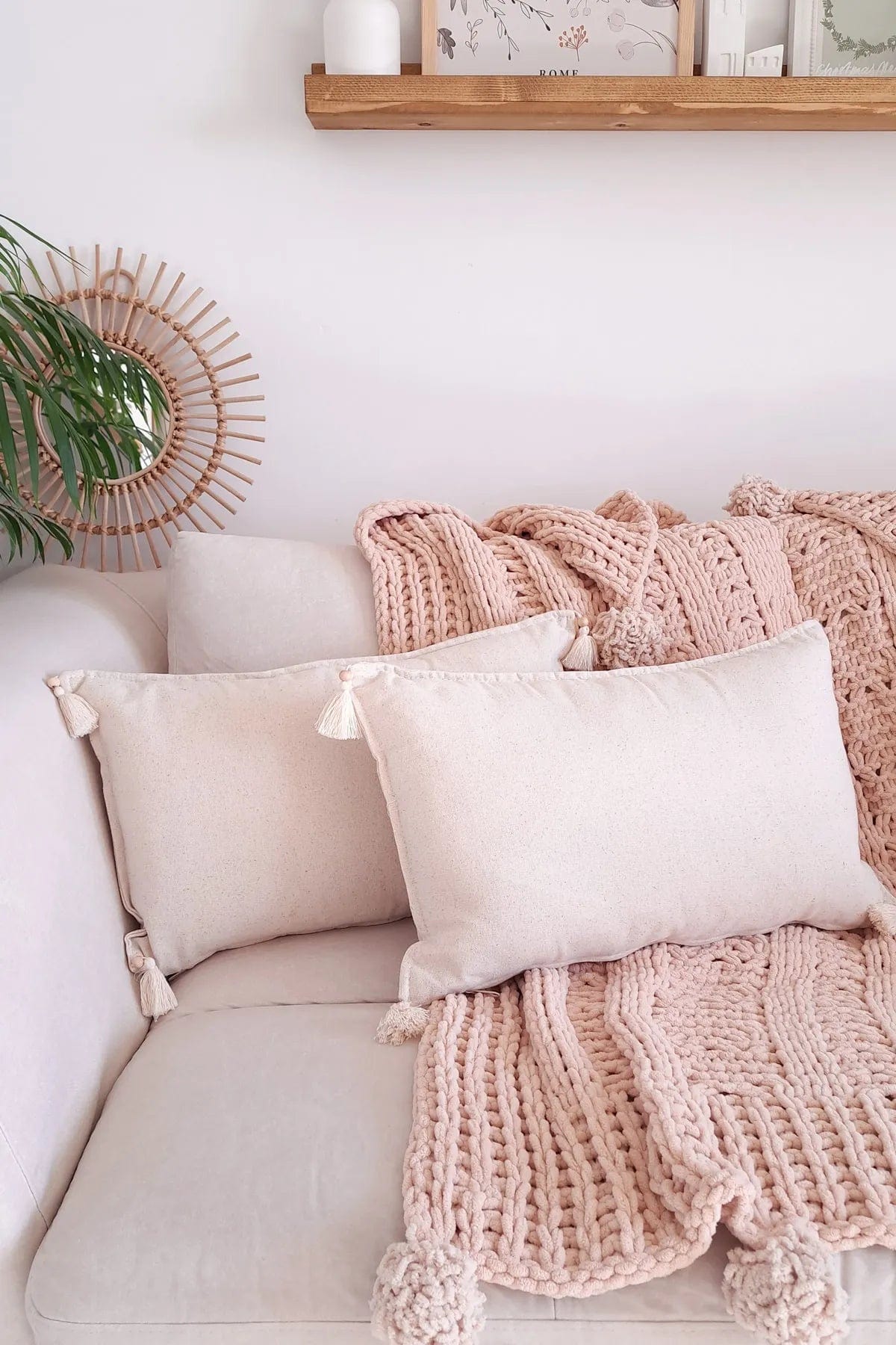 Set di 2 federe per cuscini in cotone Kirlent Avorio, 35 x 55 cm (1)