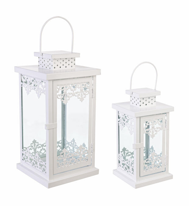 Set di 2 lanterne decorative Almada Bianco