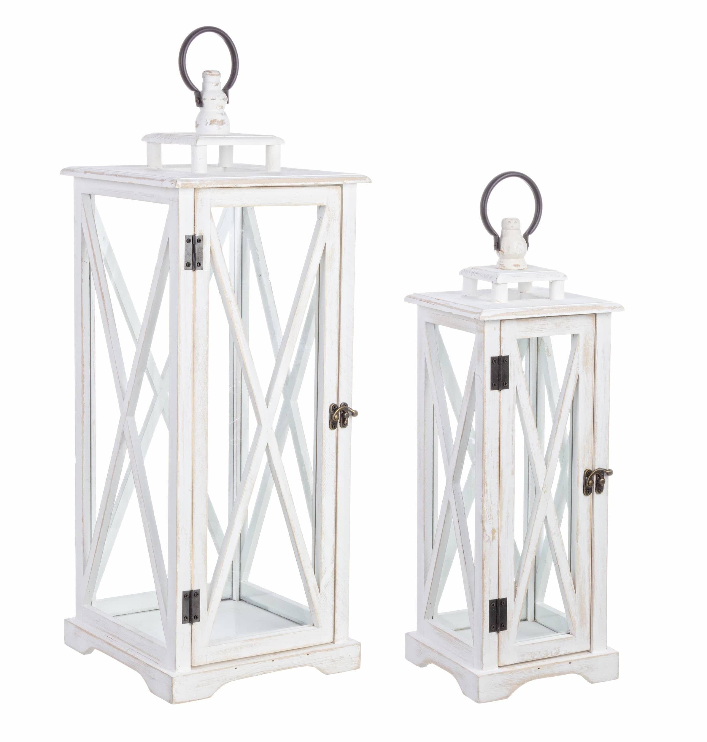 Set di 2 lanterne decorative Baita Slim Bianco