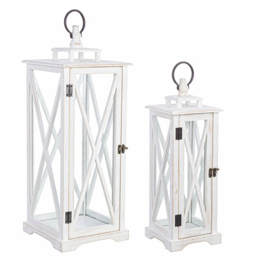 Set di 2 lanterne decorative Baita Slim Bianco