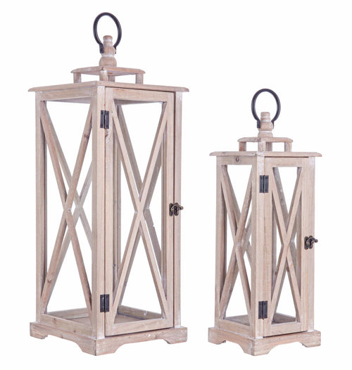 Set di 2 lanterne decorative Baita Slim Naturale