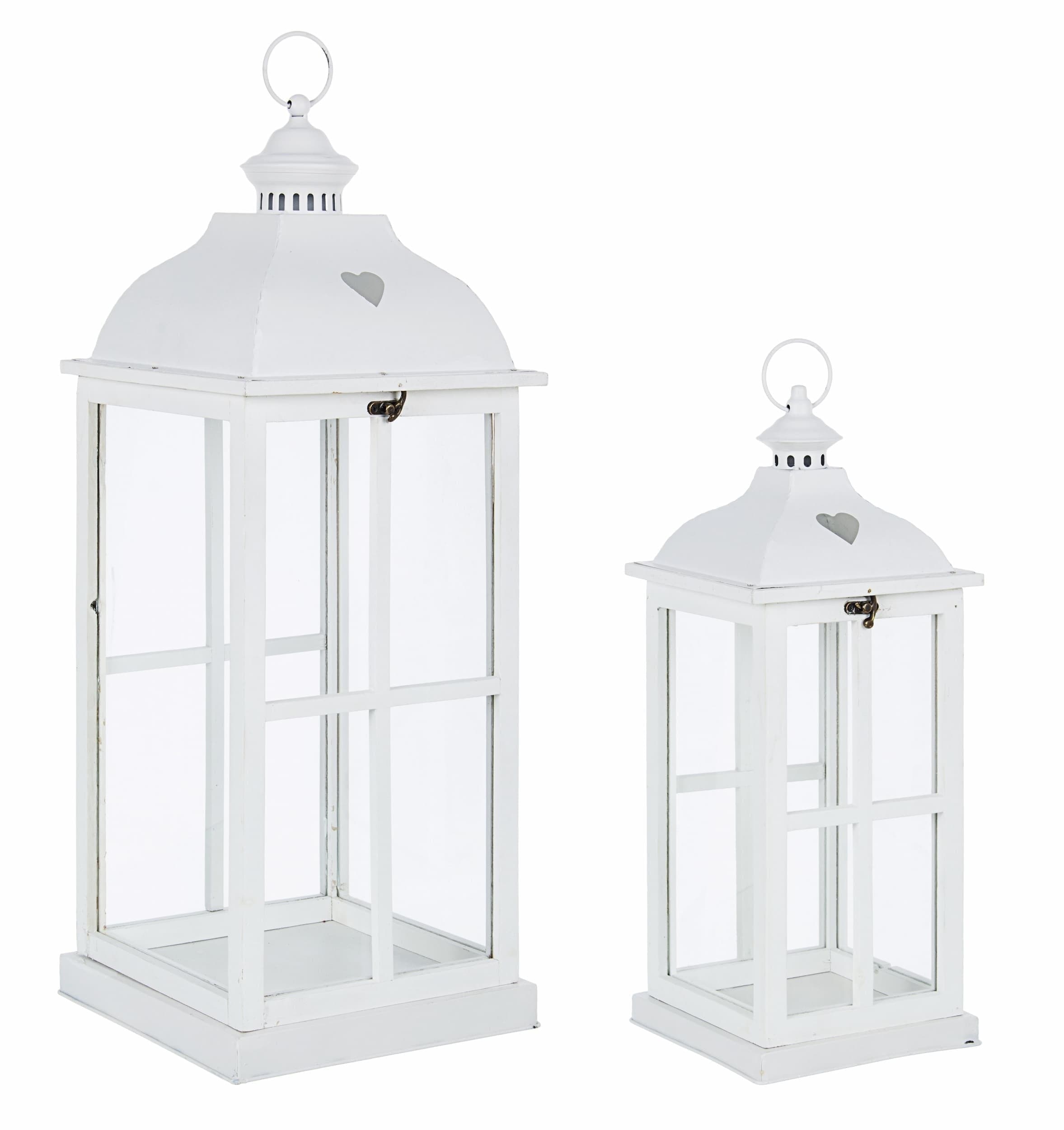 Set di 2 lanterne decorative Cross Square Bianco