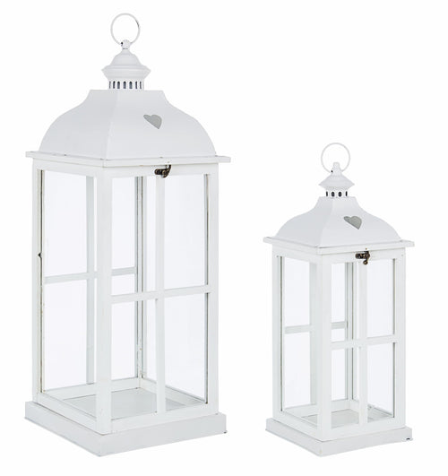 Set di 2 lanterne decorative Cross Square Bianco