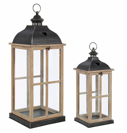 Set di 2 lanterne decorative Cross Square Nero