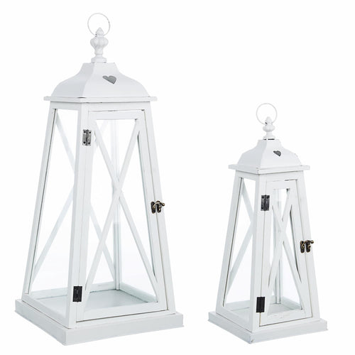Set di 2 lanterne decorative Heart Pyramid Bianco