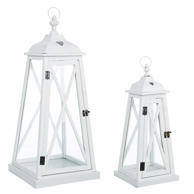 Set di 2 lanterne decorative Heart Pyramid Bianco