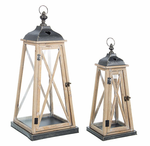 Set di 2 lanterne decorative Heart Pyramid Nero