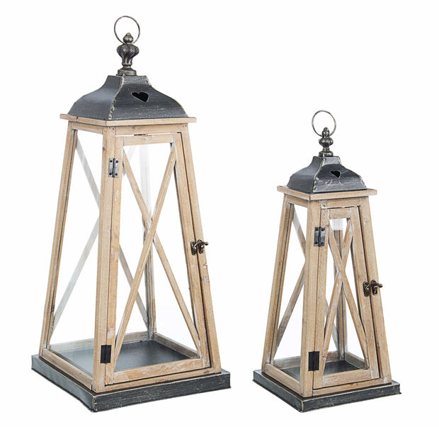 Set di 2 lanterne decorative Heart Pyramid Nero