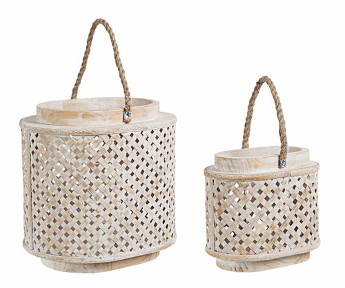 Set di 2 lanterne decorative Intrex Ovale Naturale