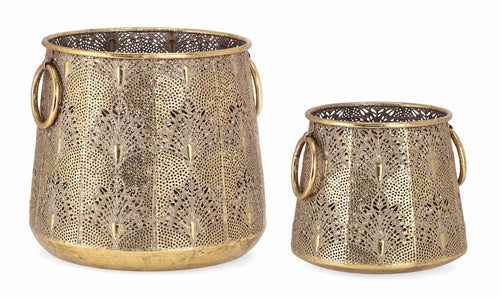 Set di 2 lanterne decorative Larjam Round 2H Oro