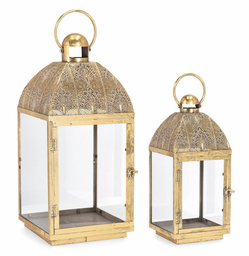 Set di 2 lanterne decorative Larjam Square 1H Oro
