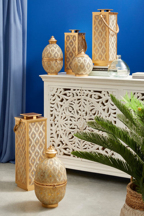 Set di 2 lanterne decorative Namid Oval Oro (1)
