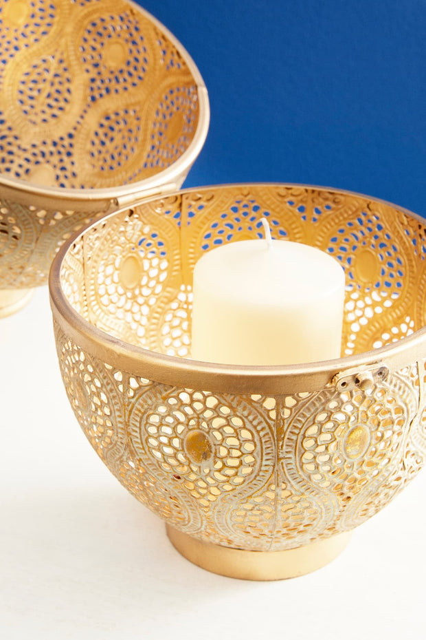 Set di 2 lanterne decorative Namid Oval Oro (2)