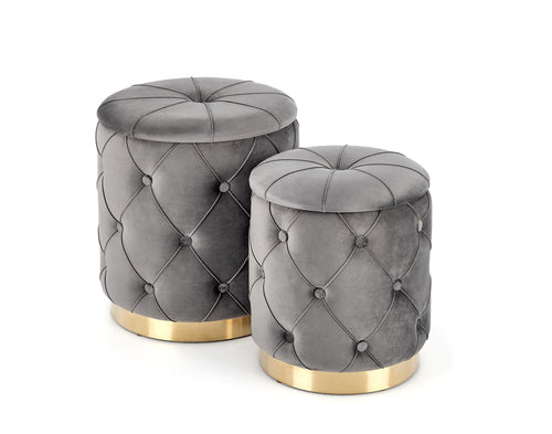 Halmar Set di 2 pouf contenitore in tessuto Polly Grigio