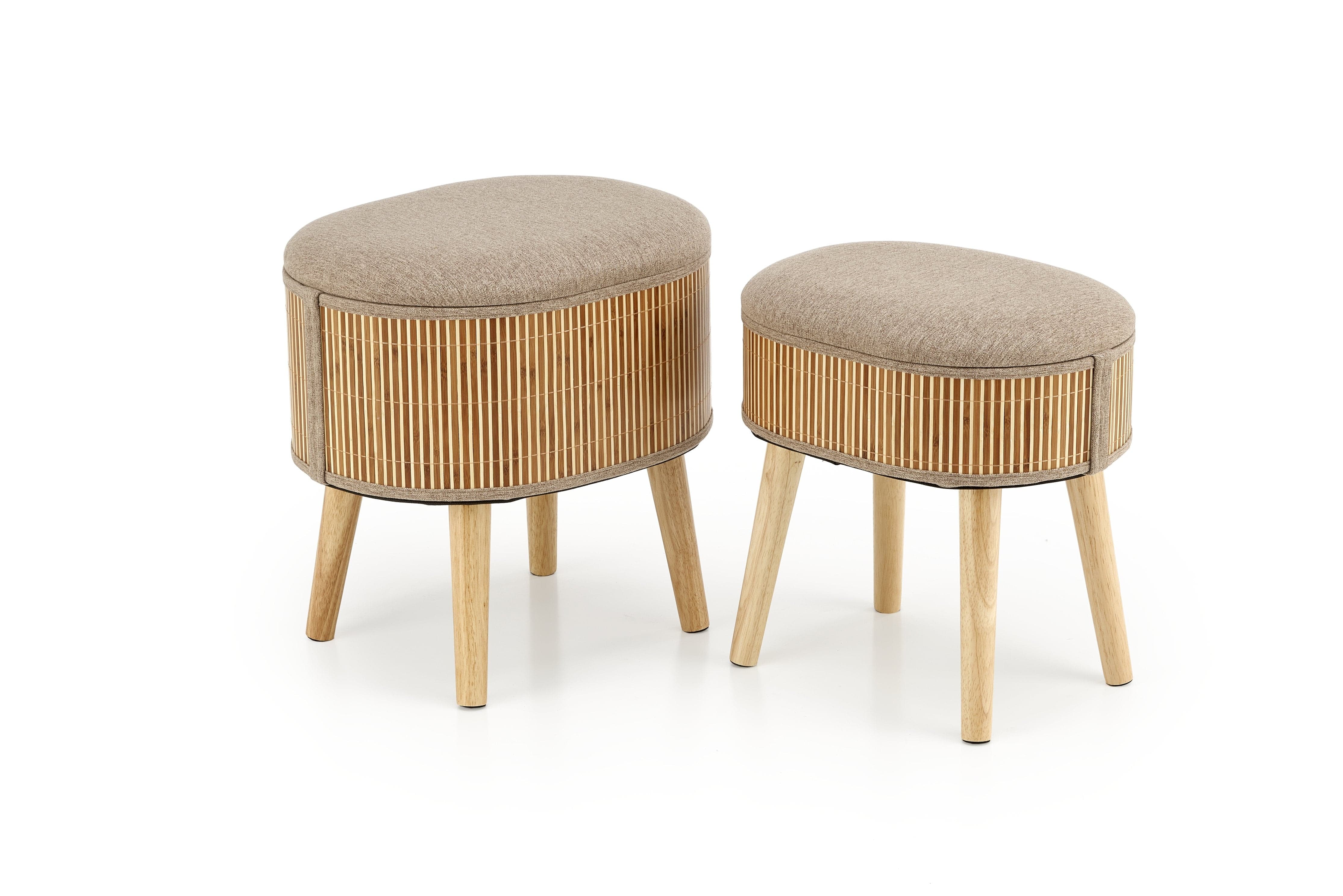 Halmar Set di 2 pouf contenitore in tessuto Tico Beige