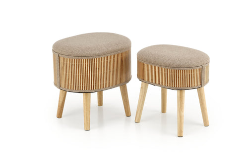 Halmar Set di 2 pouf contenitore in tessuto Tico Beige