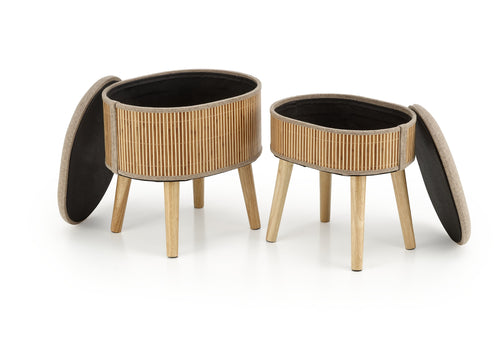 Halmar Set di 2 pouf contenitore in tessuto Tico Beige