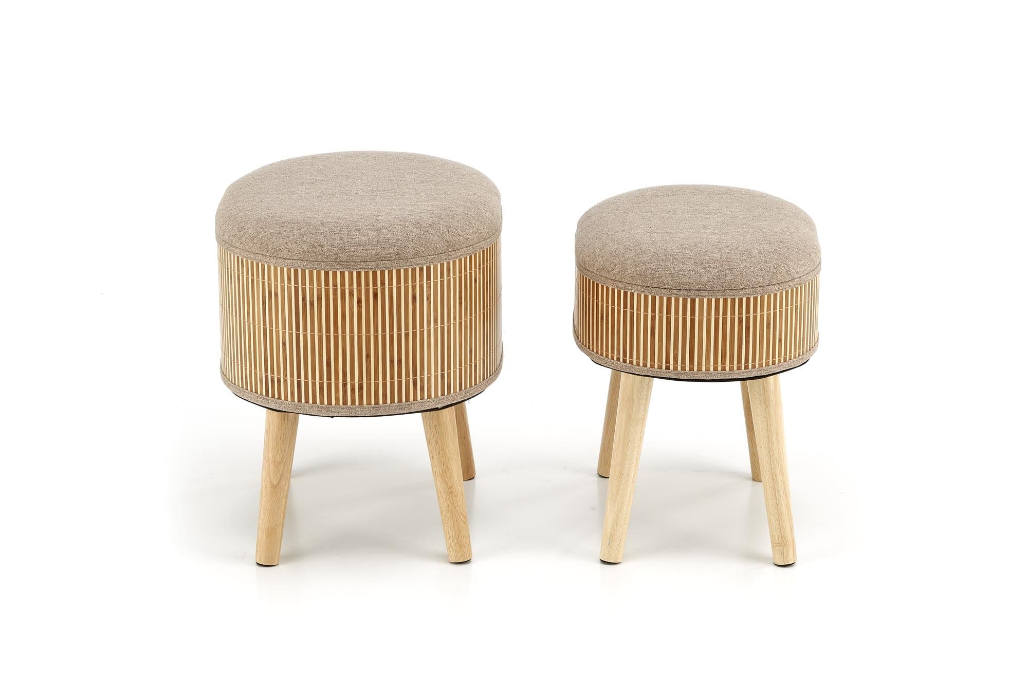 Halmar Set di 2 pouf contenitore in tessuto Tico Beige
