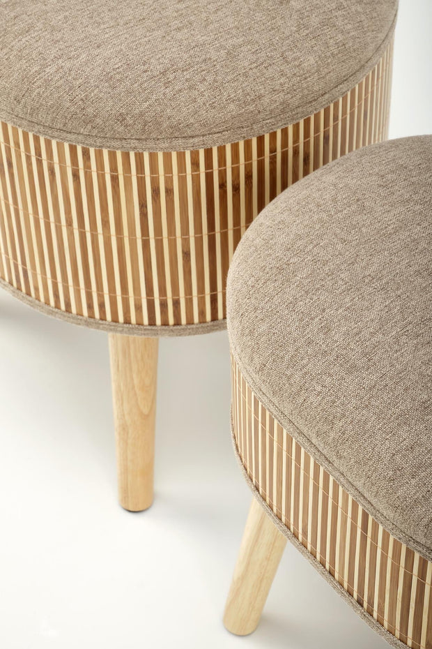 Halmar Set di 2 pouf contenitore in tessuto Tico Beige