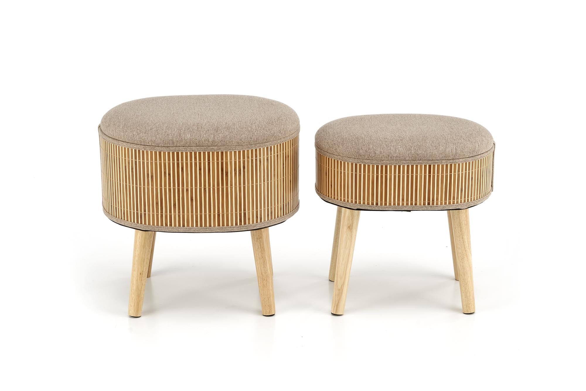 Halmar Set di 2 pouf contenitore in tessuto Tico Beige