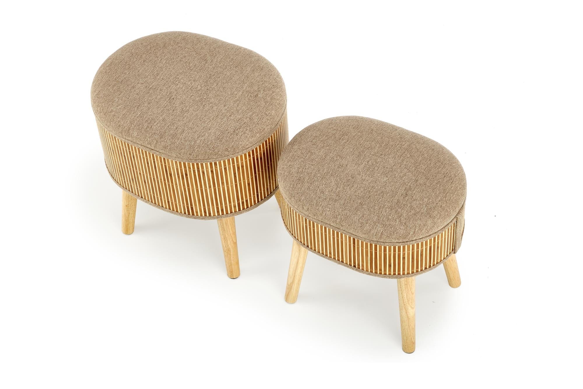 Halmar Set di 2 pouf contenitore in tessuto Tico Beige
