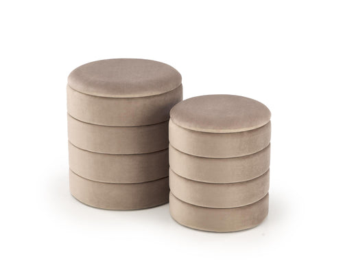 Halmar Set di 2 pouf contenitore in velluto Pacho Beige