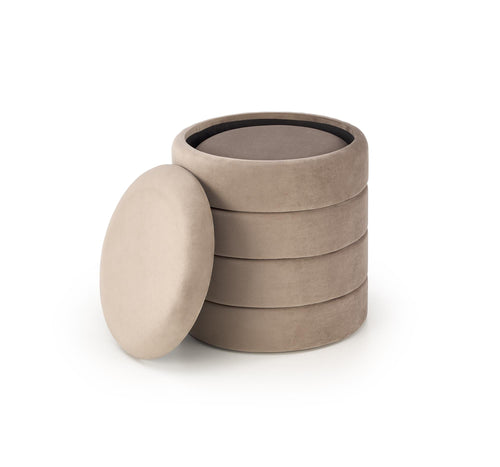 Halmar Set di 2 pouf contenitore in velluto Pacho Beige