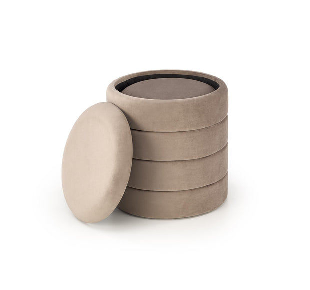 Halmar Set di 2 pouf contenitore in velluto Pacho Beige