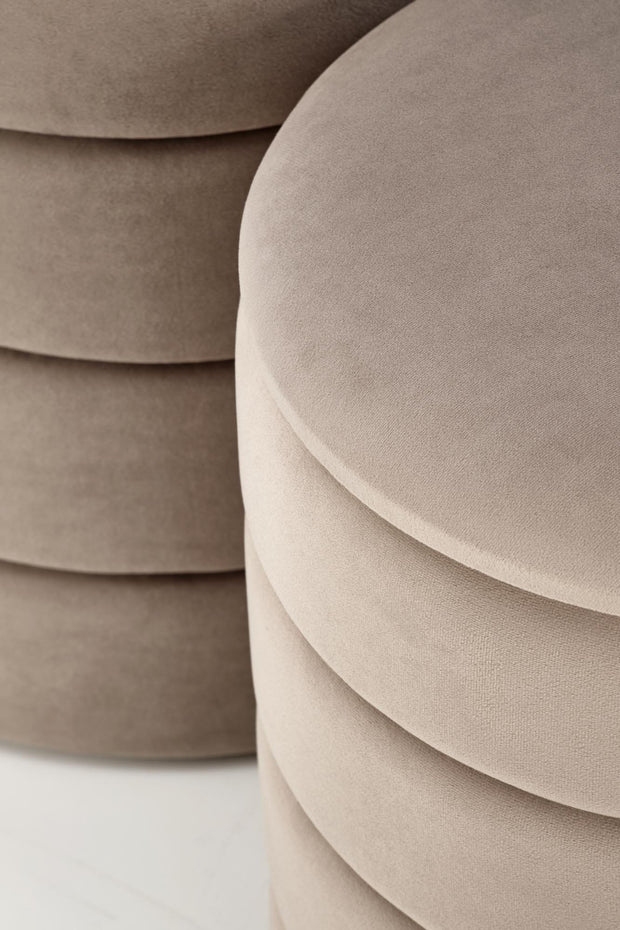 Halmar Set di 2 pouf contenitore in velluto Pacho Beige