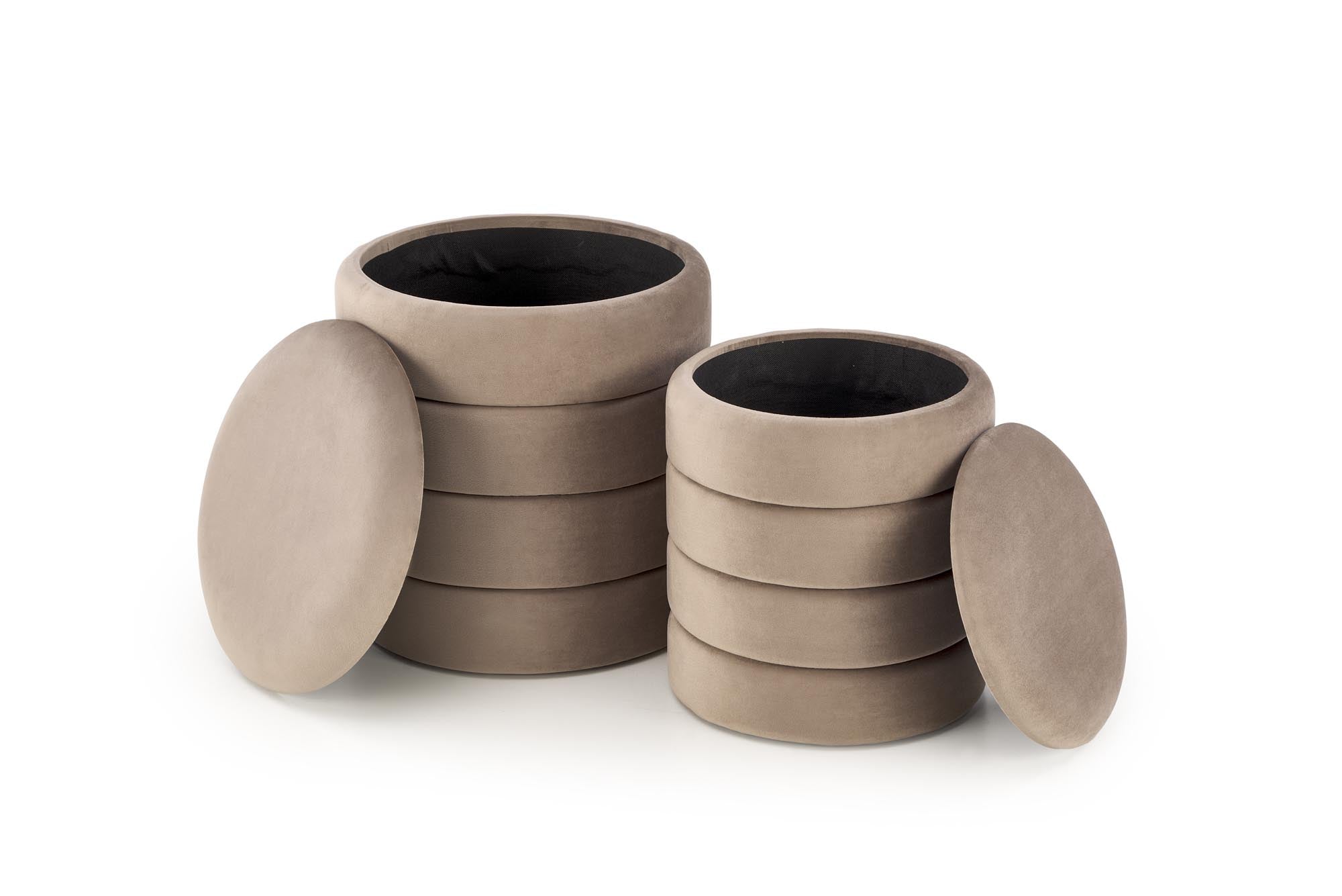 Halmar Set di 2 pouf contenitore in velluto Pacho Beige
