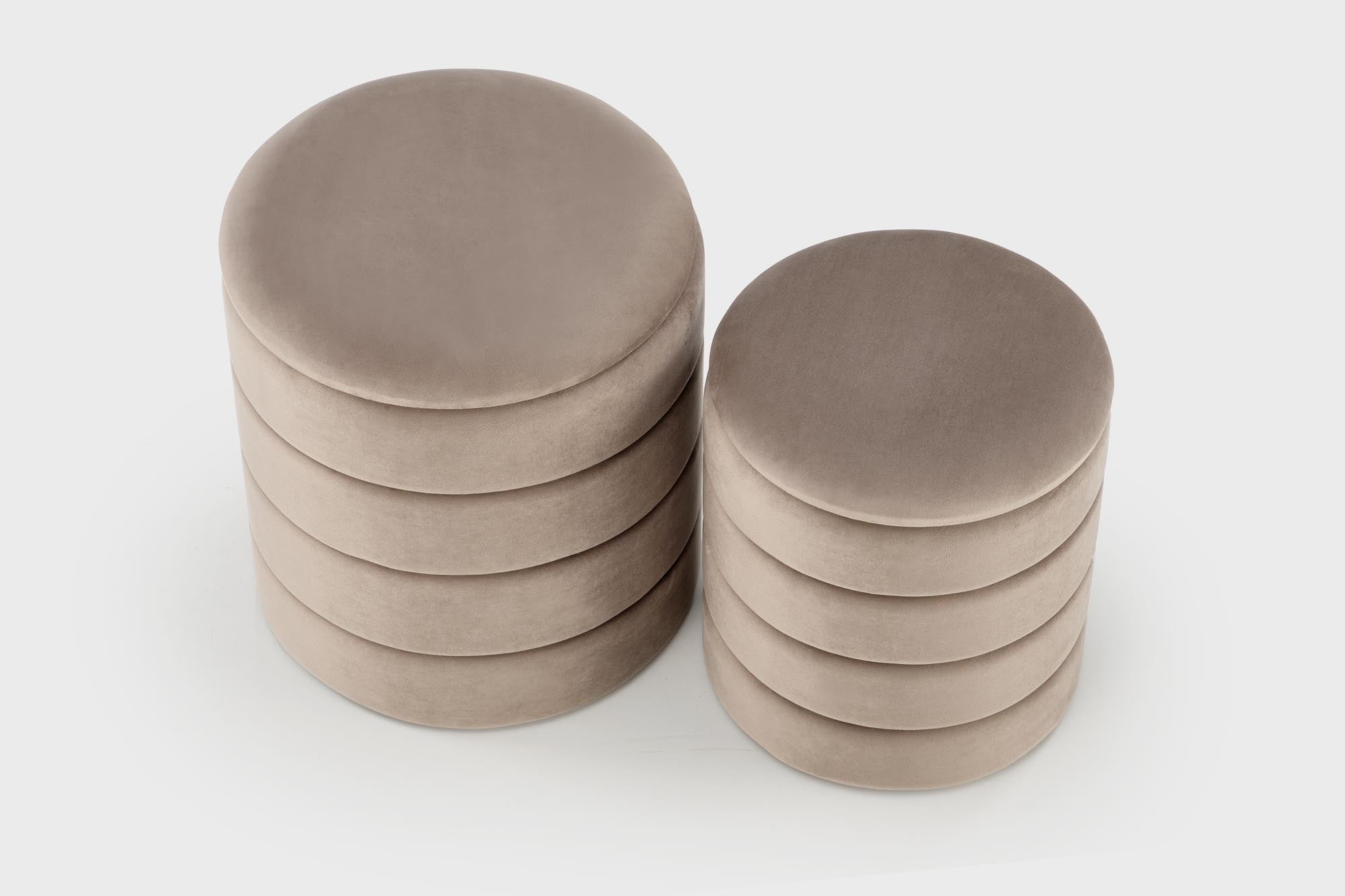 Halmar Set di 2 pouf contenitore in velluto Pacho Beige