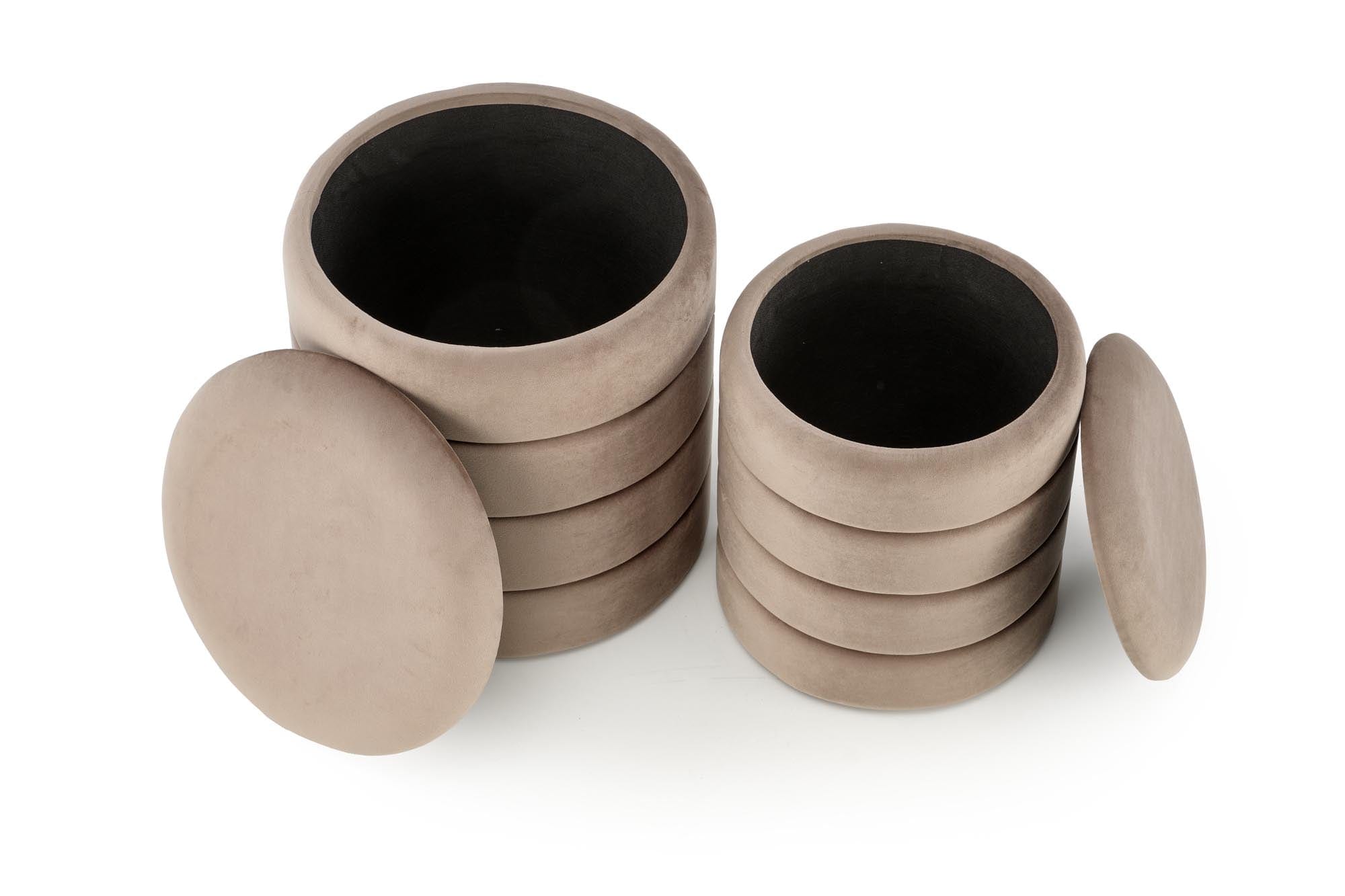 Halmar Set di 2 pouf contenitore in velluto Pacho Beige